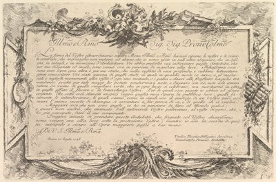 Opdracht aan Giovanni Bottari, ca. 1748 door Giovanni Battista Piranesi