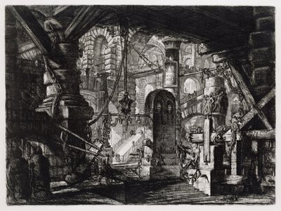 De pijler met de ketting (Blad 16 in: Carceri d