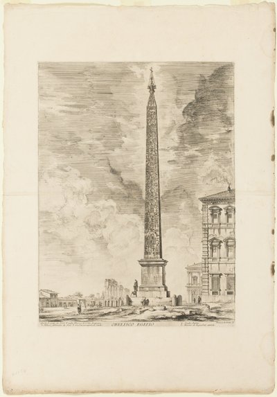 Egyptische obelisk. Deze werd opgericht door paus Sixtus V op het Piazza van St. Jan van Lateranen, uit Zichten van Rome door Giovanni Battista Piranesi