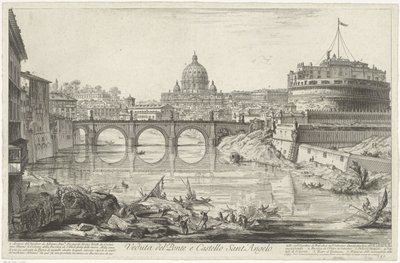 Engelenbrug en Engelenburcht te Rome (Gezichten op Rome) door Giovanni Battista Piranesi