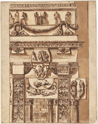 Fantasie van een Gevel met Bizarre Ornamenten door Giovanni Battista Piranesi