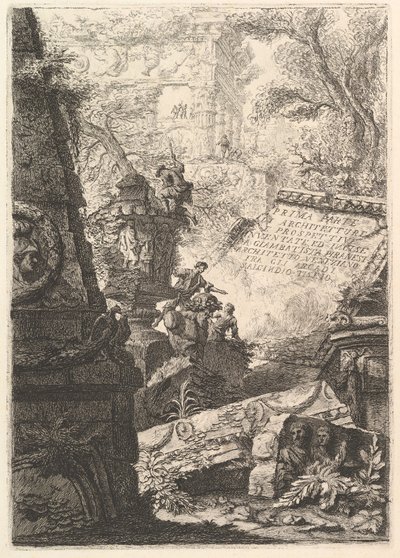 Frontispice: Prima Parte di Architetture, e Prospettive, Rome, ca. 1750 door Giovanni Battista Piranesi