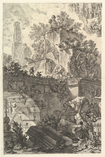Frontispice, met standbeeld van Minerva door Giovanni Battista Piranesi