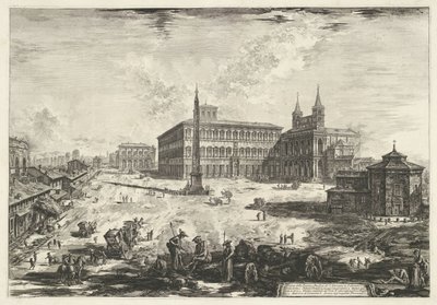 Gezicht op het Lateraan te Rome met de Sint-Jan van Lateranen door Giovanni Battista Piranesi