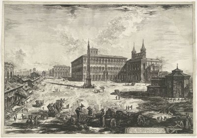Gezicht op het Lateraan te Rome met de Sint-Jan van Lateranen door Giovanni Battista Piranesi