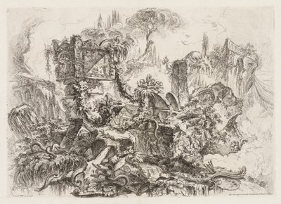 Groteschi: Ruïnes met slangen door Giovanni Battista Piranesi