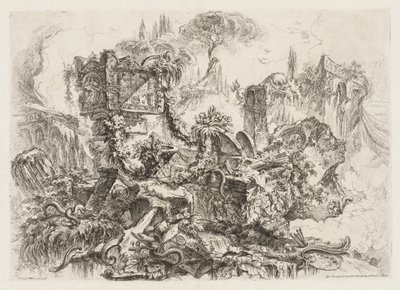 Grotesken: Ruïnes met slangen, ca. 1745-1750 door Giovanni Battista Piranesi