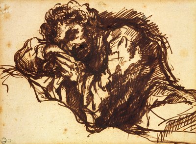 Halflang portret van een man die voorover buigt door Giovanni Battista Piranesi