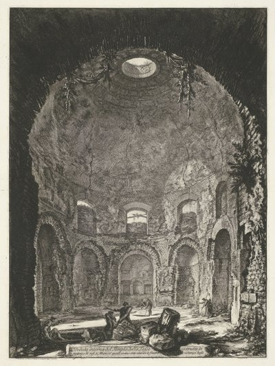 Interieur van de Tempio della Tosse bij Tivoli door Giovanni Battista Piranesi