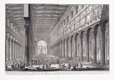 Interieur van de basiliek van Sint-Paulus buiten de muren door Giovanni Battista Piranesi