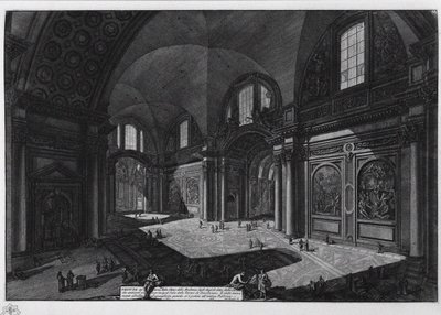 Interieur van de basiliek van Santa Maria degli Angeli, voormalige baden van Diocletianus door Giovanni Battista Piranesi
