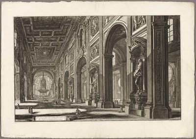Interieur van de basiliek van St. Jan van Lateranen, uit Zichten van Rome door Giovanni Battista Piranesi