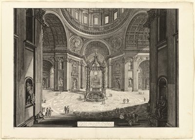 Binnenaanzicht van de Sint-Pietersbasiliek in het Vaticaan, bij de Tribune, uit Views of Rome door Giovanni Battista Piranesi