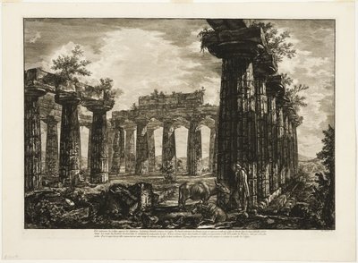 Interieurzicht van het zogenaamde College des Anfictions, uit Verschillende zichten van Paestum door Giovanni Battista Piranesi