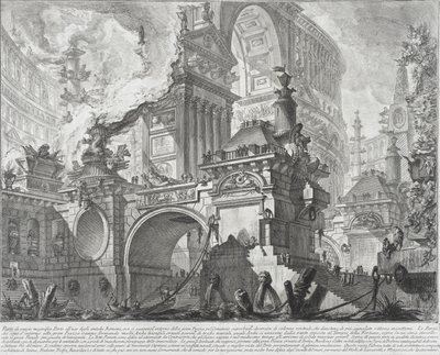 Deel van een ruime en prachtige haven voor de oude Romeinen die uitkomt op een groot marktplein, 1761-80 door Giovanni Battista Piranesi