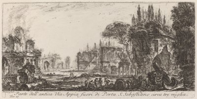 Deel van de oude Via Appia buiten de Porta S. Sebastiano door Giovanni Battista Piranesi