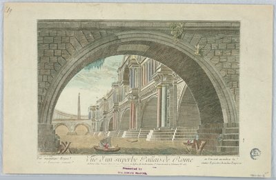 Kijkdoos, Uitzicht op een Prachtig Paleis in Rome door Giovanni Battista Piranesi