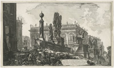 Piazza del Campidoglio van links gezien door Giovanni Battista Piranesi