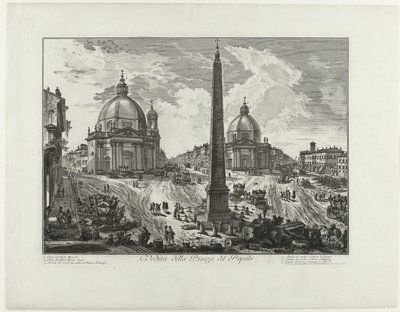Piazza del Popolo te Rome door Giovanni Battista Piranesi