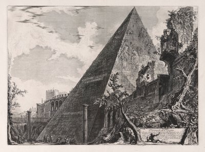 Piramide van C. Cestio, uit Vedute di Roma (Gezichten van Rome) door Giovanni Battista Piranesi