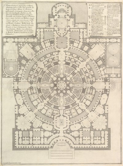 Plan van een ruim en prachtig College ontworpen naar de oude gymnasia van de Grieken, 1750 door Giovanni Battista Piranesi