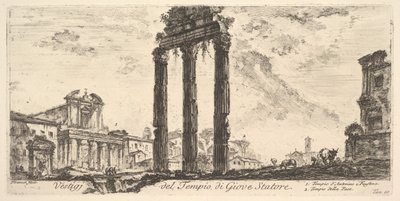 Plaat 10: Ruïnes van de Tempel van Jupiter Stator Jupiter de Ondersteuner, ca. 1748 door Giovanni Battista Piranesi
