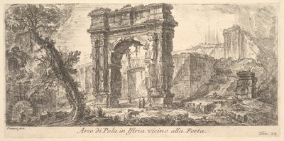 Plaat 24: Boog van Pola in Istrië bij de poort Arco di Pola in Istrië vicino alla Por..., ca. 1750 door Giovanni Battista Piranesi
