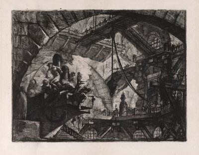 Gevangenen op een uitstekende platform, plaat 10 uit Carceri d door Giovanni Battista Piranesi