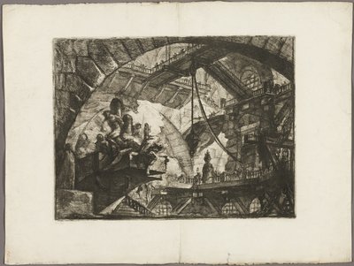Gevangenen op een uitstekende platform, plaat 10 uit Imaginaire gevangenissen door Giovanni Battista Piranesi