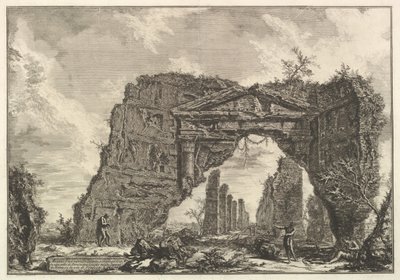 Resten van een overdekte portiek, of een cryptoporticus, in een villa van Domitianus, vijf mijl, ca. 1766 door Giovanni Battista Piranesi