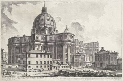 Sint-Pietersbasiliek vanaf Piazza della Sagrestia door Giovanni Battista Piranesi