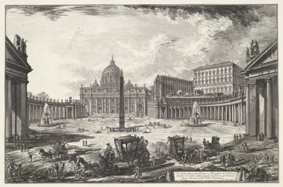 Sint-Pietersplein met de Sint-Pietersbasiliek te Vaticaanstad door Giovanni Battista Piranesi
