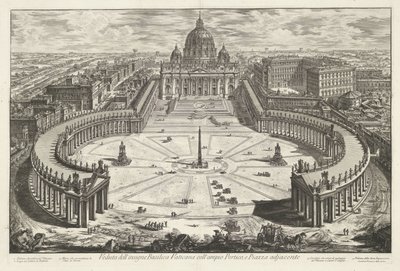 Sint-Pietersplein met de Sint-Pietersbasiliek te Vaticaanstad door Giovanni Battista Piranesi