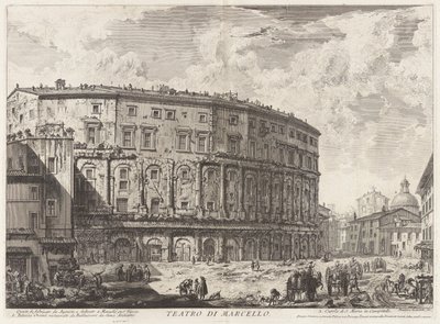 Teatro di Marcello. Dit werd gebouwd door Augustus en opgedragen aan zijn neef Marcellus, uit Vedute di Roma (Gezichten van Rome) door Giovanni Battista Piranesi