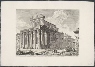 Tempel van Antoninus en Faustina te Rome (Gezichten op Rome, Vedute di Roma disegnate ed incise da Giambattista Piranesi architetto Veneziano) door Giovanni Battista Piranesi