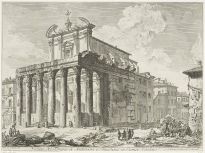 Tempel van Antoninus en Faustina te Rome door Giovanni Battista Piranesi
