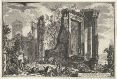 Tempel van Vesta en de Tempel van de Tiburtijnse Sibille in Tivoli door Giovanni Battista Piranesi