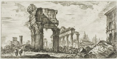 Tempel van Jupiter Tonans [Jupiter de Donderaar]. 1. Tempel van Concordia, plaat 7 uit Enkele Zichten van Triomfbogen en andere Monumenten door Giovanni Battista Piranesi
