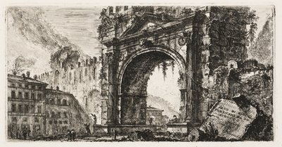 De boog in Rimini gebouwd door Augustus, plaat 17 uit Enkele uitzichten van triomfbogen en andere monumenten door Giovanni Battista Piranesi