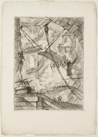 De ophaalbrug, plaat 7 uit Imaginary Prisons door Giovanni Battista Piranesi