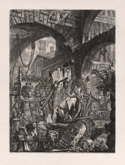 De Man op het Rek, plaat 2 uit Carceri d door Giovanni Battista Piranesi