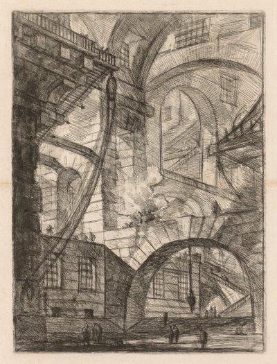 De Gevangenissen: Een Perspectief van Bogen met een Rokend Vuur door Giovanni Battista Piranesi