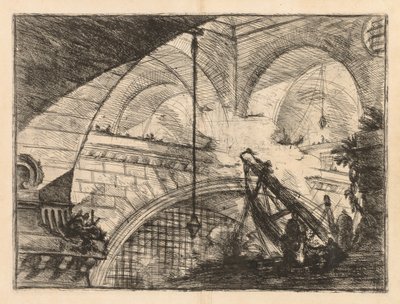 De Gevangenissen: Een Serie Galerijen met Kraanachtige Balkconstructie, 1745-1750 door Giovanni Battista Piranesi