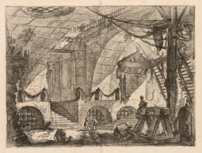 De Gevangenissen: Een Gebogen Kamer met Palen en Kettingen door Giovanni Battista Piranesi