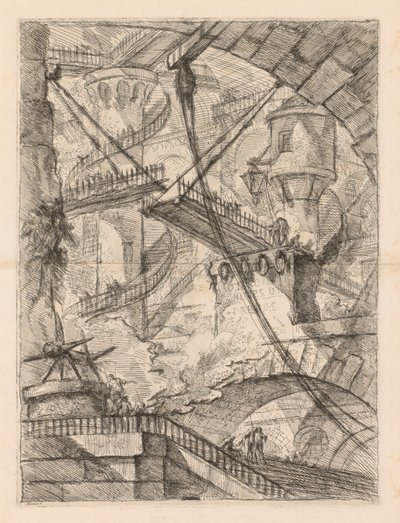 De Gevangenissen: Een Enorme Interieur met een Ophaalbrug, 1745-1750 door Giovanni Battista Piranesi