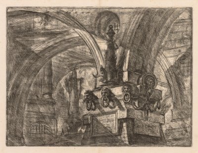 De gevangenissen: ronde bogen die uit een vierkante kolom ontspringen, 1745-1750 door Giovanni Battista Piranesi