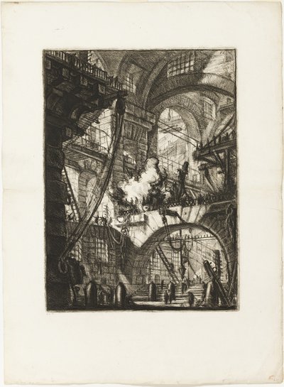 Het Rokende Vuur, plaat 6 uit Denkbeeldige Gevangenissen door Giovanni Battista Piranesi