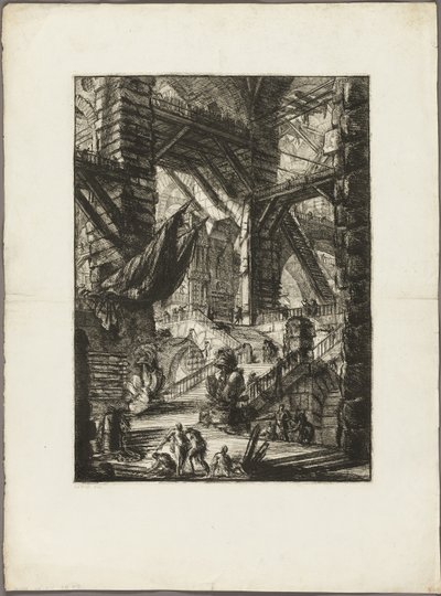 De trap met trofeeën, plaat 8 uit Imaginaire gevangenissen door Giovanni Battista Piranesi