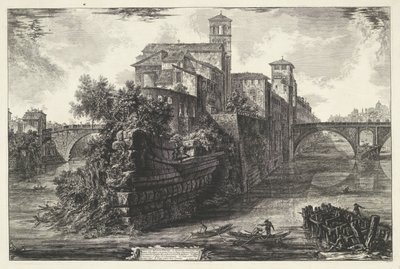 Tibereiland te Rome Gezichten op Rome door Giovanni Battista Piranesi