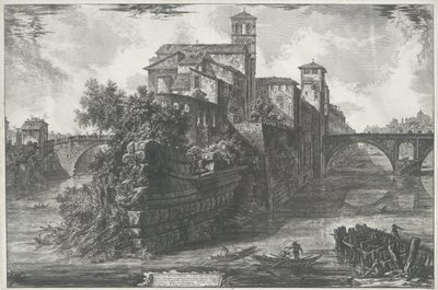 Tibereiland te Rome door Giovanni Battista Piranesi